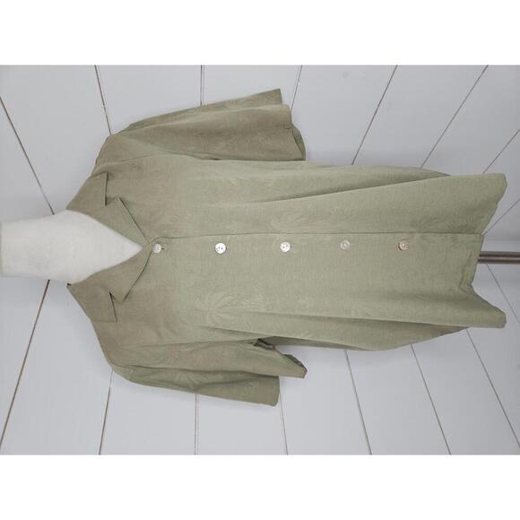 NWOT Vintage 90s Pineapple Moon small olive green silk button up shirt - Picture 1 of 6